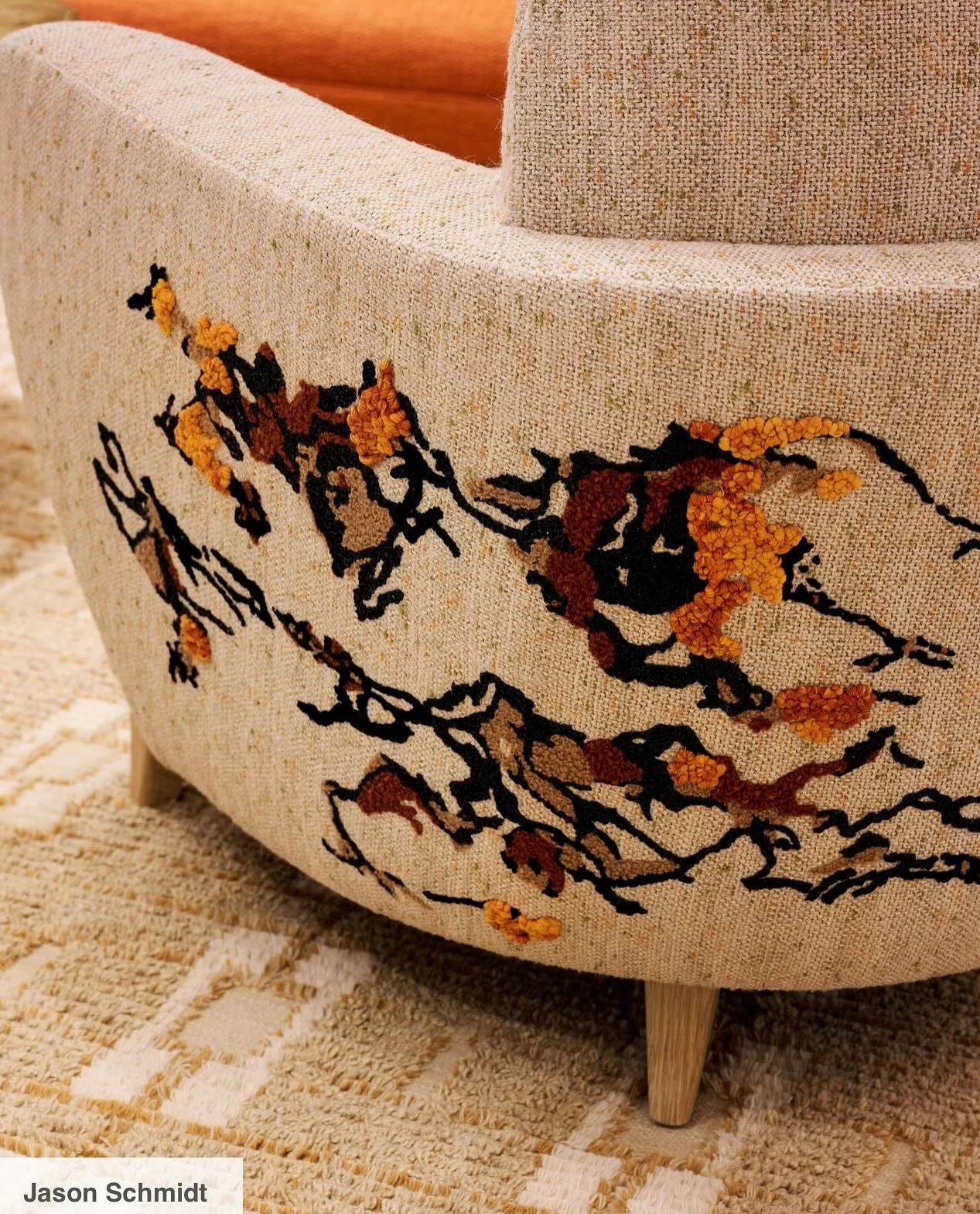 Chair embroidery by #lesageembroidery coat embroidery by Dior at the new Dior store by Peter Marino.