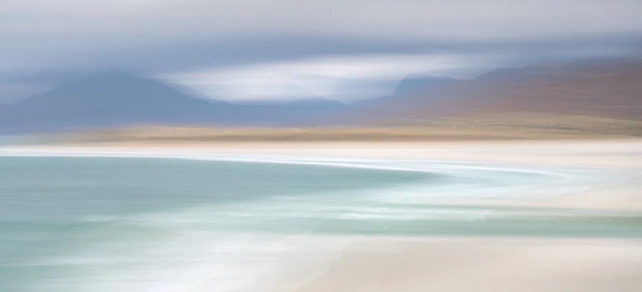 “Turquoise on Sand” Outer Hebrides, Scotland • 20x44.5” • Dye Sublimation on Aluminum