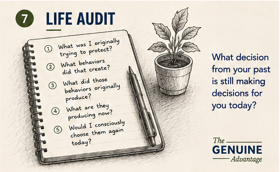 Life Audit asking what past decision may still be making decisions in your life today.