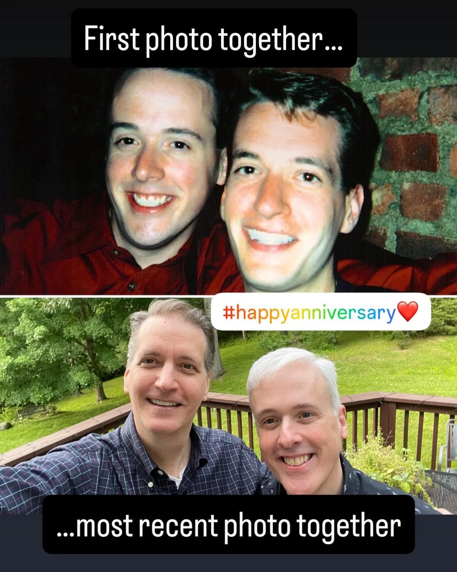 First photo together, latest photo together! #happyanniversary❤️ Here&rsquo;s to many more!