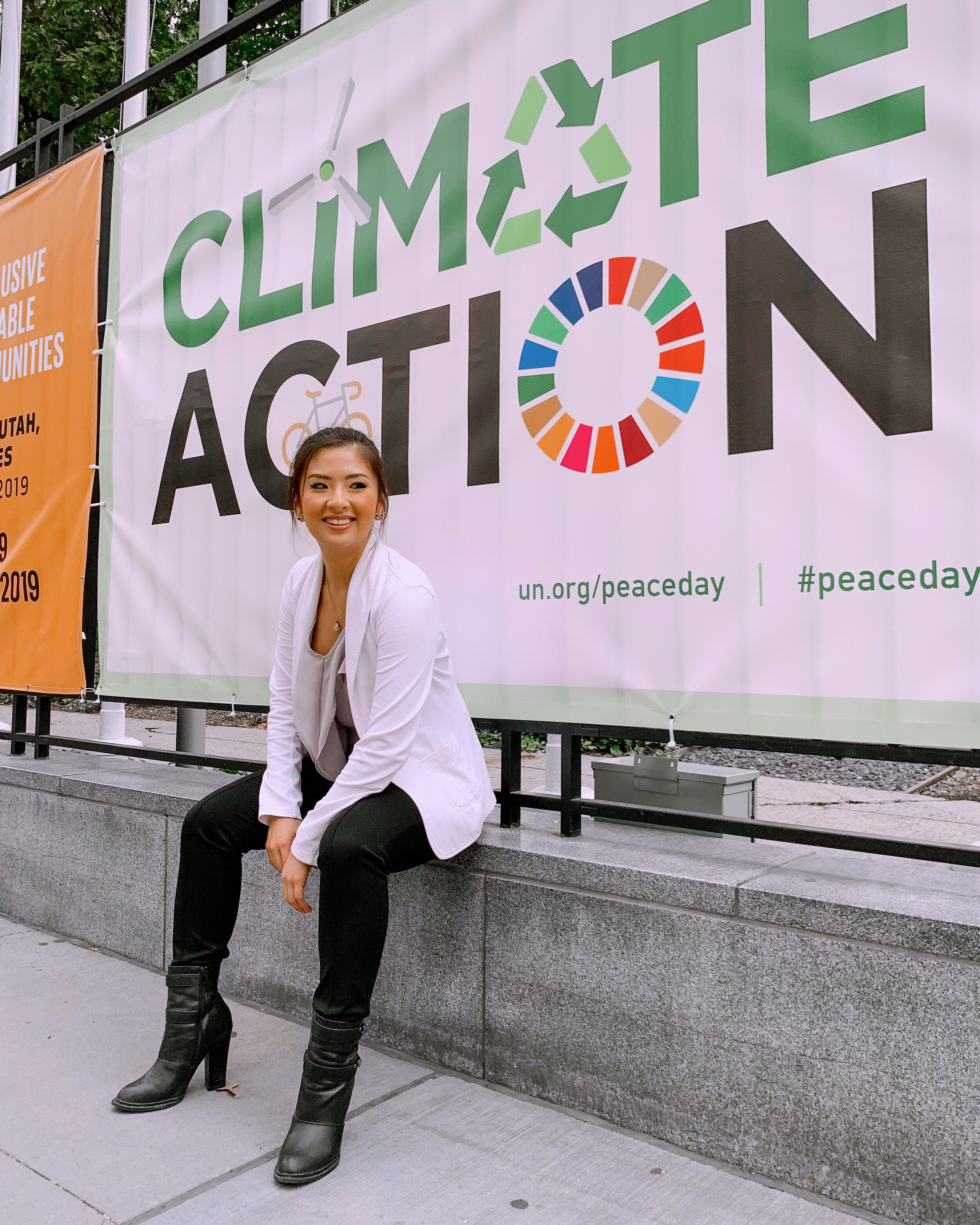 Claire at the United Nations in September 2019 attending a conference for leaders in the media industry to promote the UN’s Sustainable Development Goals