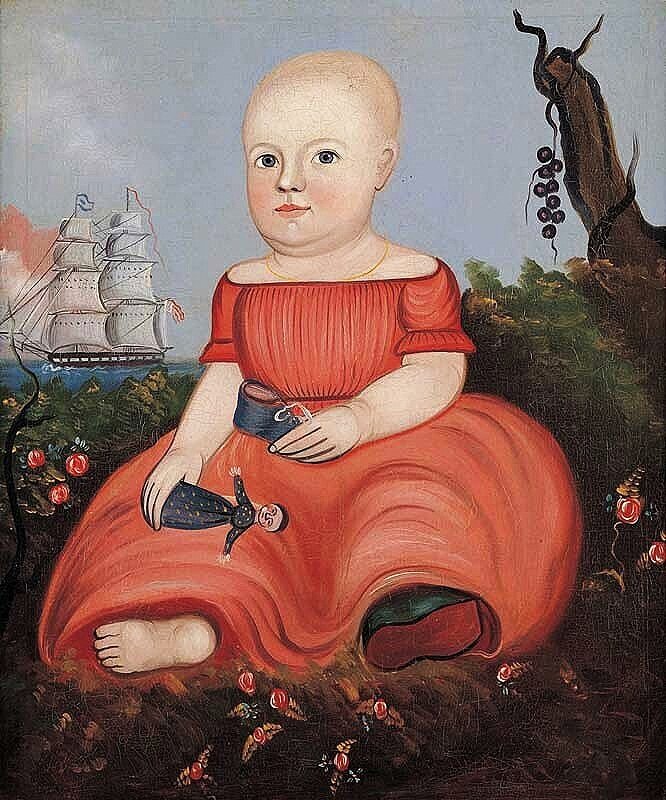  George G. Hartwell, “Unknown Child Holding Doll and Shoe,” 1845. American Folk Art Museum. 