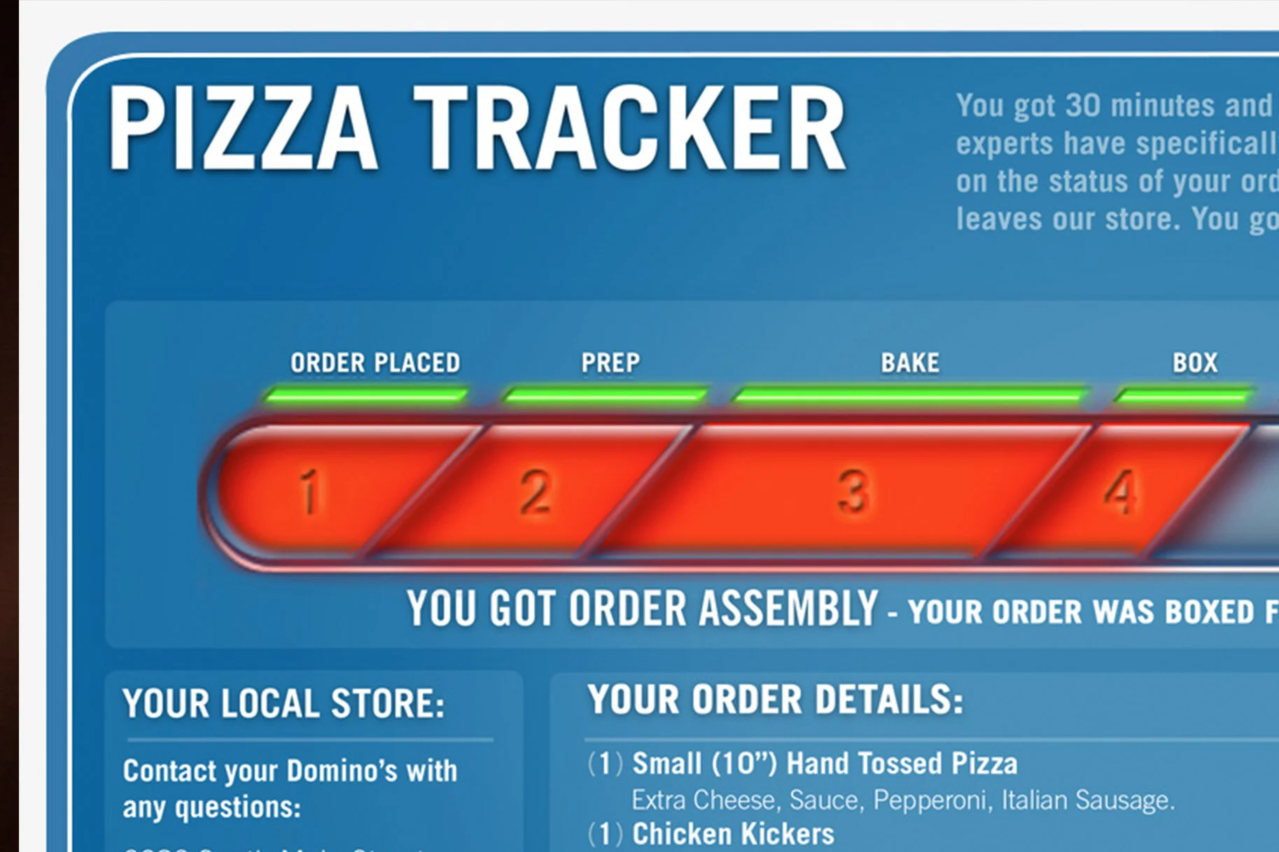 Dominos: Pizza Tracker