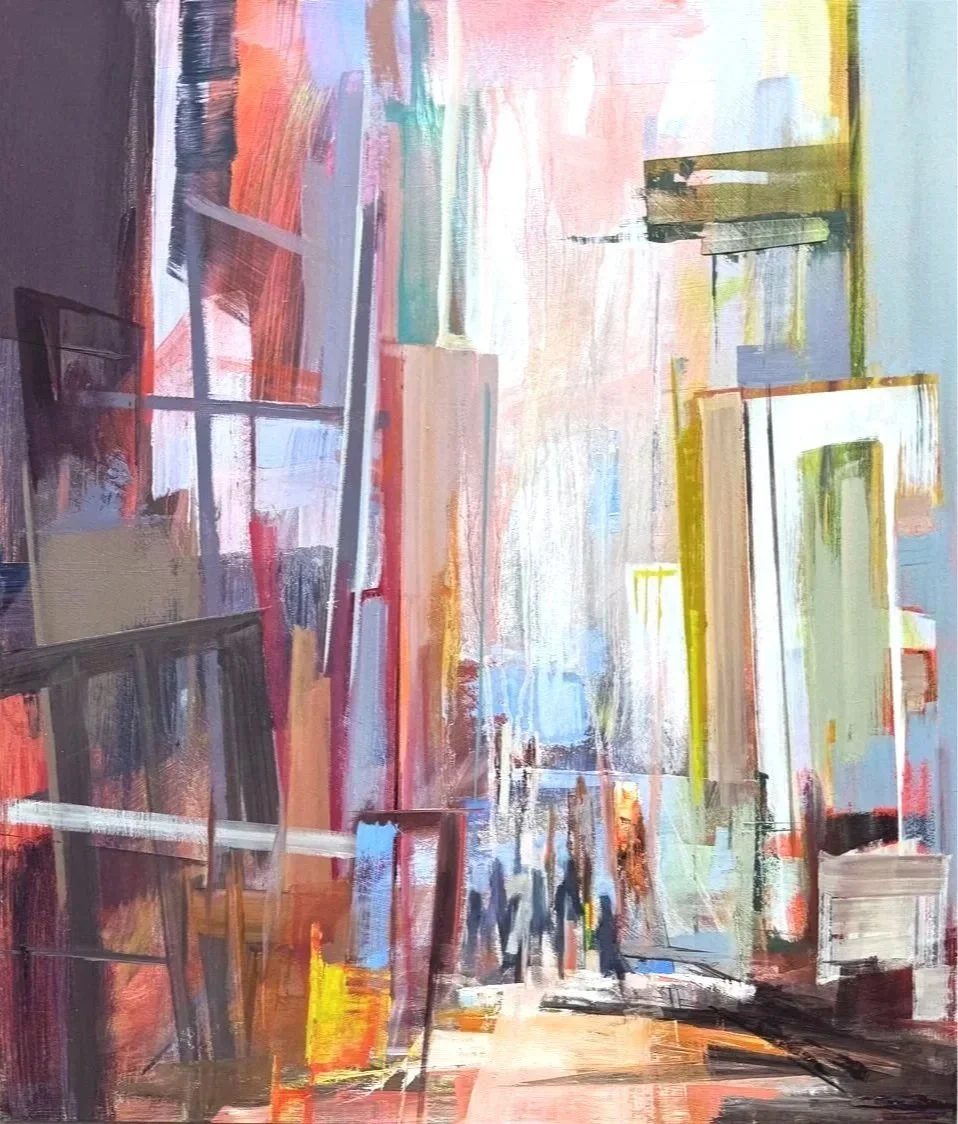 Life in the city, Oil on board, 65 x 56 cm