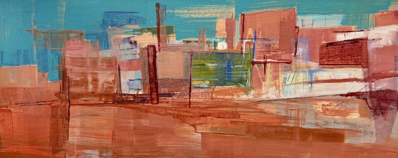 View from the bus, Morocco,  Oil on board, 20 x 50 cm