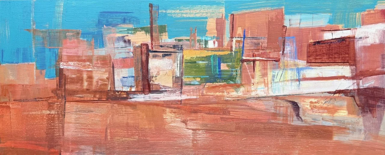 View from the bus, Morocco,  Oil on board, 20 x 50 cm