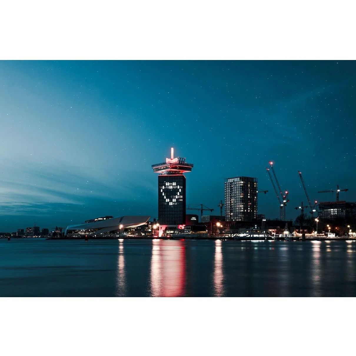 A'DAM Toren, Amsterdam North
⠀
A&rsquo;DAM Toren is the new name for &lsquo;Toren Overhoeks&rsquo;. The tower was designed by the architect Arthur Staal as a commission by Royal Dutch Shell. In fact, the tower is also affectionately known as the &lsq