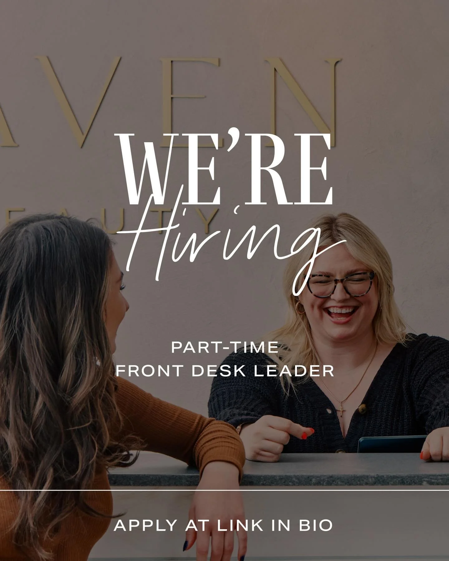 We&rsquo;re growing!

We&rsquo;re looking for a&nbsp;Front Desk Leader&nbsp;to join our holistic salon + spa &mdash; someone who brings calm, care, and thoughtful leadership to the heart of our space.
This is a&nbsp;part-time role (20&ndash;25 hours/