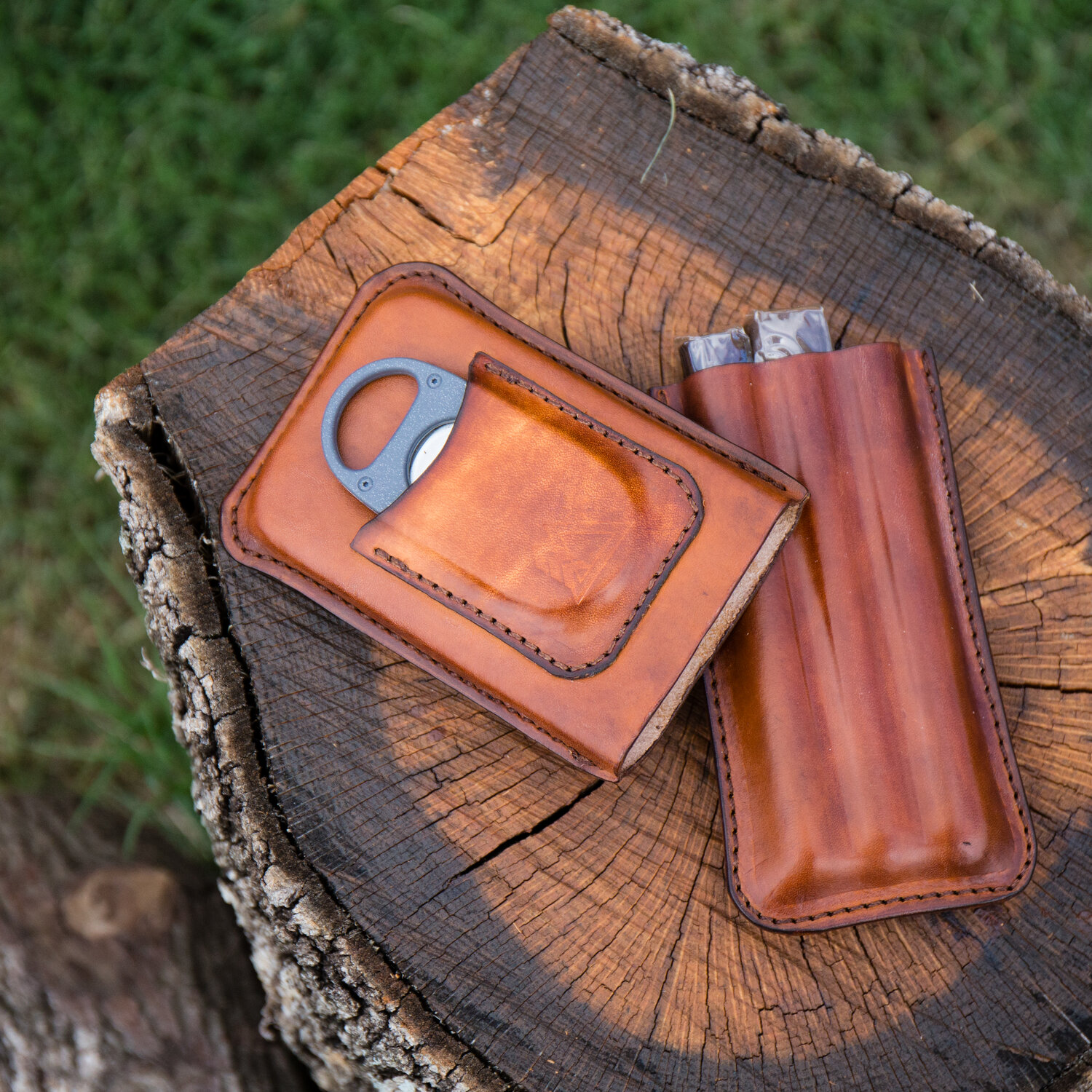 Genuine Leather Cigar Case with Cutter Holder — Heartland Leather Works