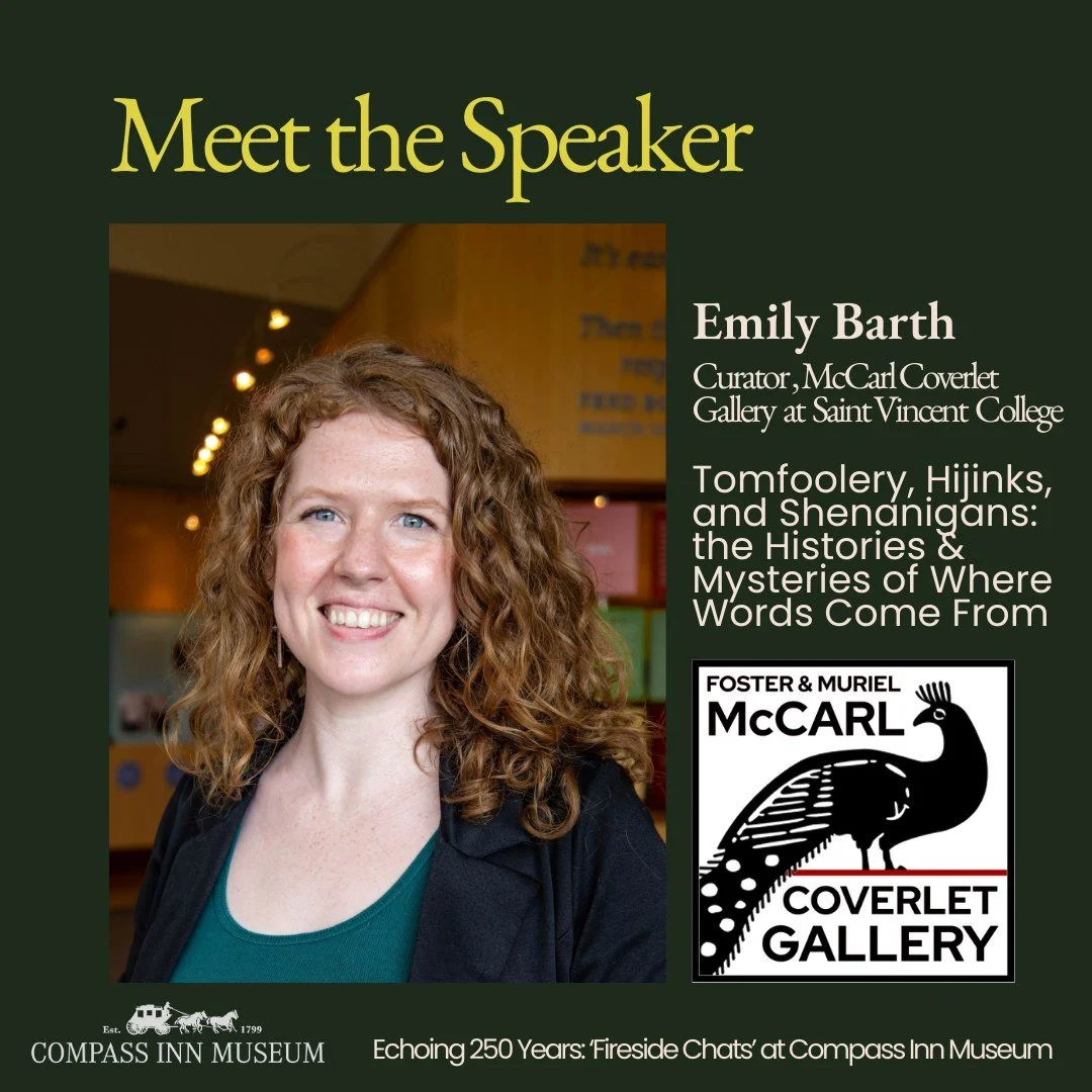 ✨Meet our Speaker✨

Get to know the mind behind our upcoming Fireside Chat! Dr. Emily Barth, Curator of the McCarl Coverlet Gallery at Saint Vincent College, brings a passion for history, storytelling, and the surprising ways language evolves. 

Join