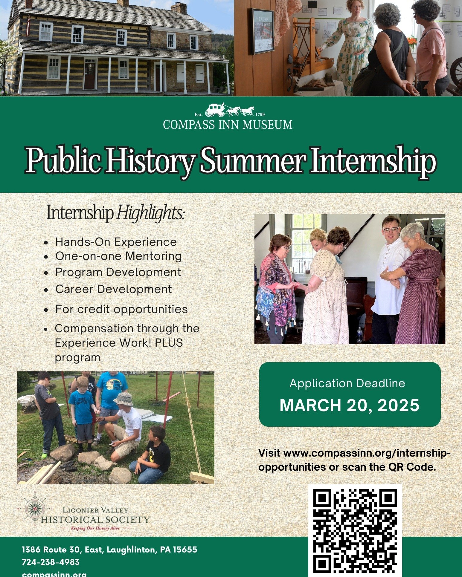 There's still time to step into history this summer! 🏛️✨

The Compass Inn Museum&rsquo;s Public History Summer Internship is your chance to gain hands-on experience, work one-on-one with mentors, and build skills for a future in museums, education, 