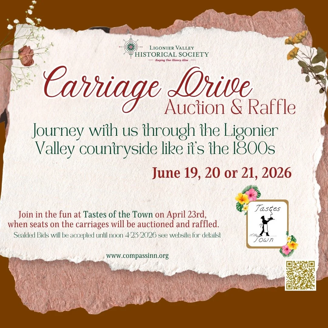 ✨Channel your inner 1800s traveler (no experience required!)✨

Join us for the chance to win a Carriage Drive in the scenic Ligonier Valley on June 19, 20, or 21, 2026! Enjoy a charming horse-drawn carriage ride and experience the Ligonier Valley lik