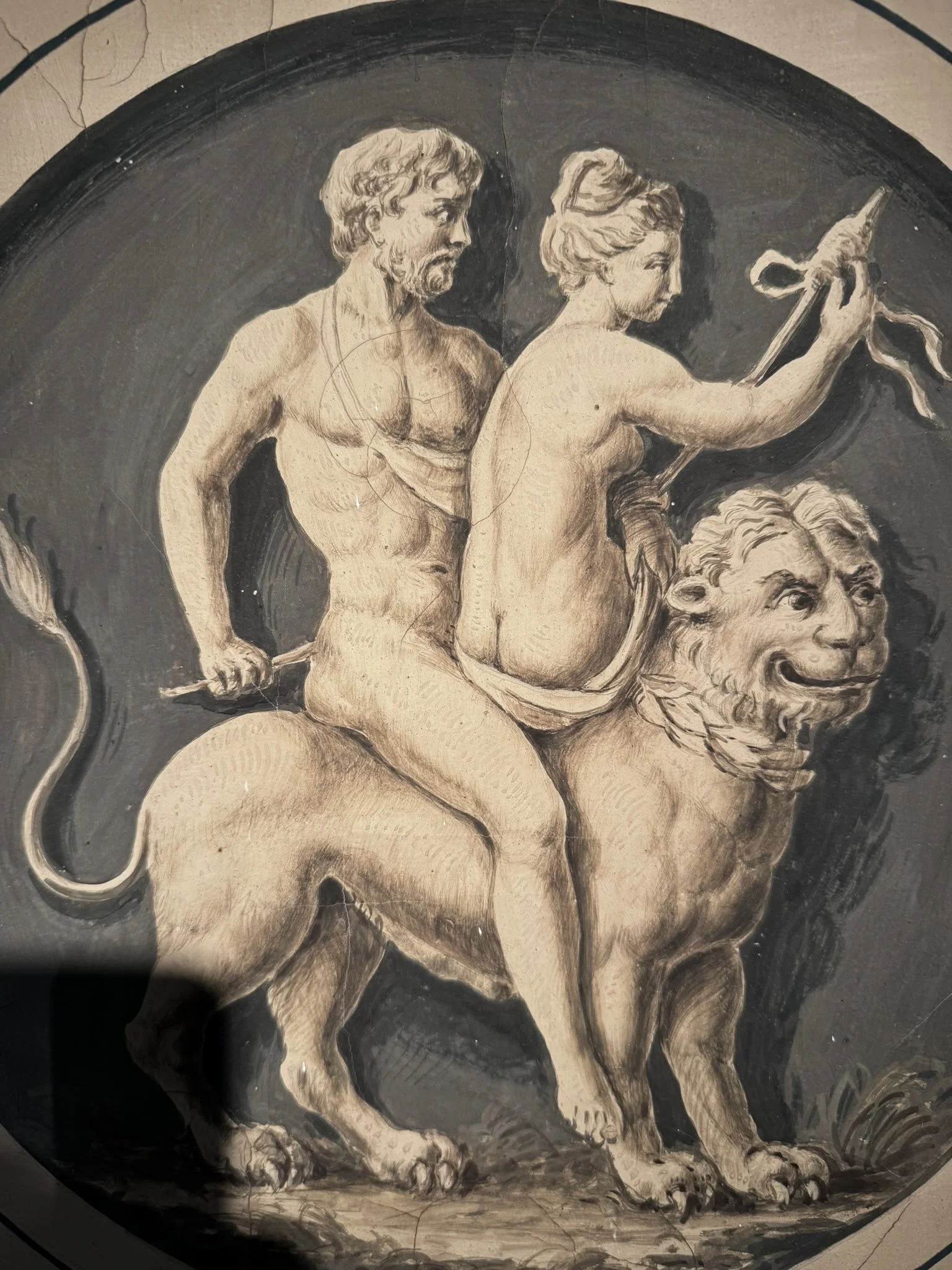 Monumental late 18th-century Italian Neoclassical trumeau mirrors with pale green painted frames, gilded ornamentation, floral panels and exotic birds.