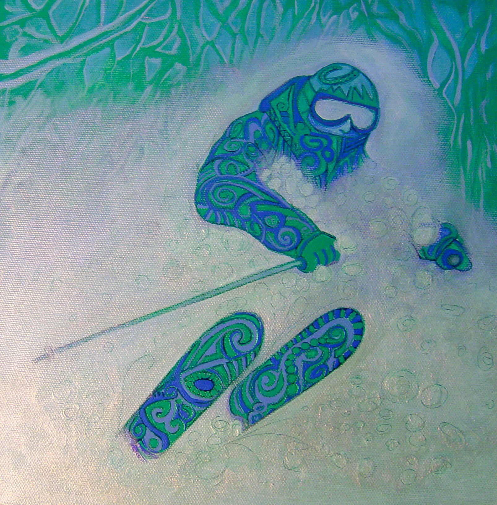 Teal Skier