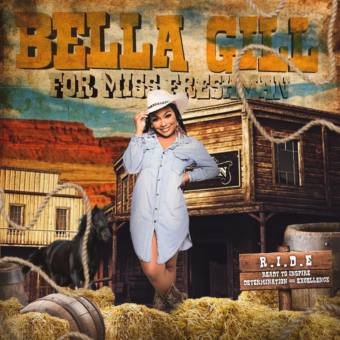 Rodeo inspired campaign flyer designed for @bella.gill. One of my most creative campaign projects and was able to bring a lot together. Might drop a tutorial for this one. Thank you for trusting me with your vision!

#rodeo #western #westerntheme #co