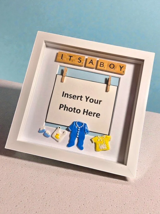 Handcrafted “It’s a Boy” Ultrasound Display Frame (White) – Ex-Display Model
