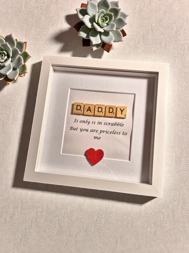 Daddy Handcrafted Scrabble Letter Frame (White) – Ex-Display Model