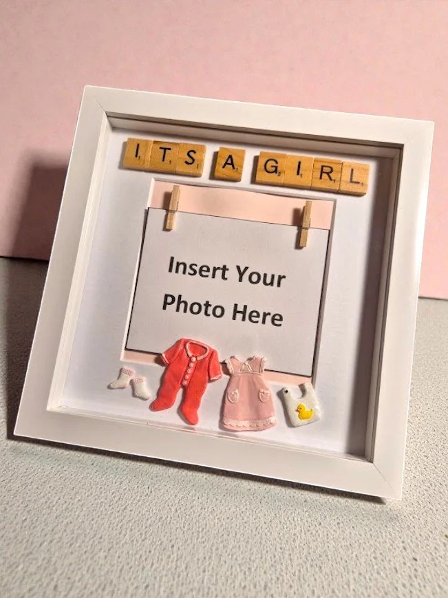 Handcrafted “It’s a Girl” Ultrasound Display Frame (White) – Ex-Display Model