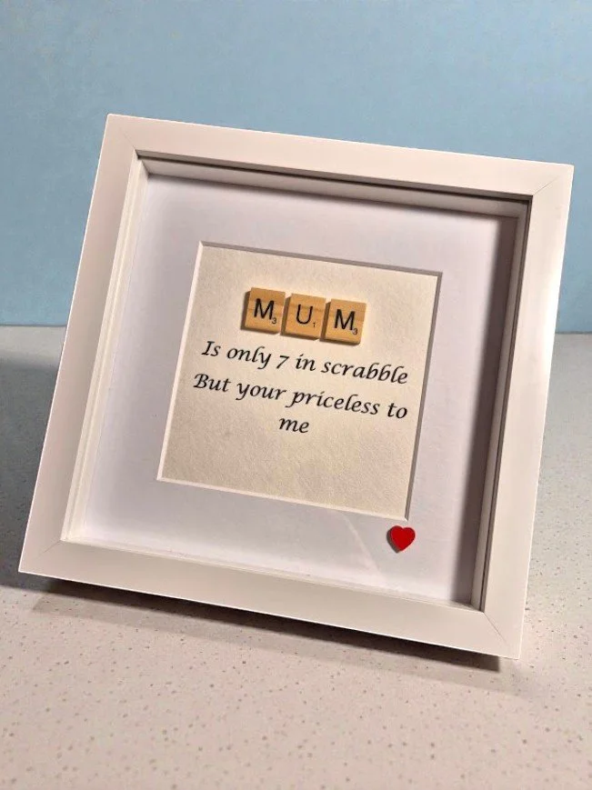 Mum Handcrafted Scrabble Letter Frame (White) – Ex-Display Model