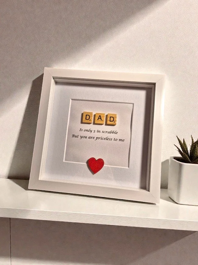 Dad Handcrafted Scrabble Letter Frame (White) – Ex-Display Model