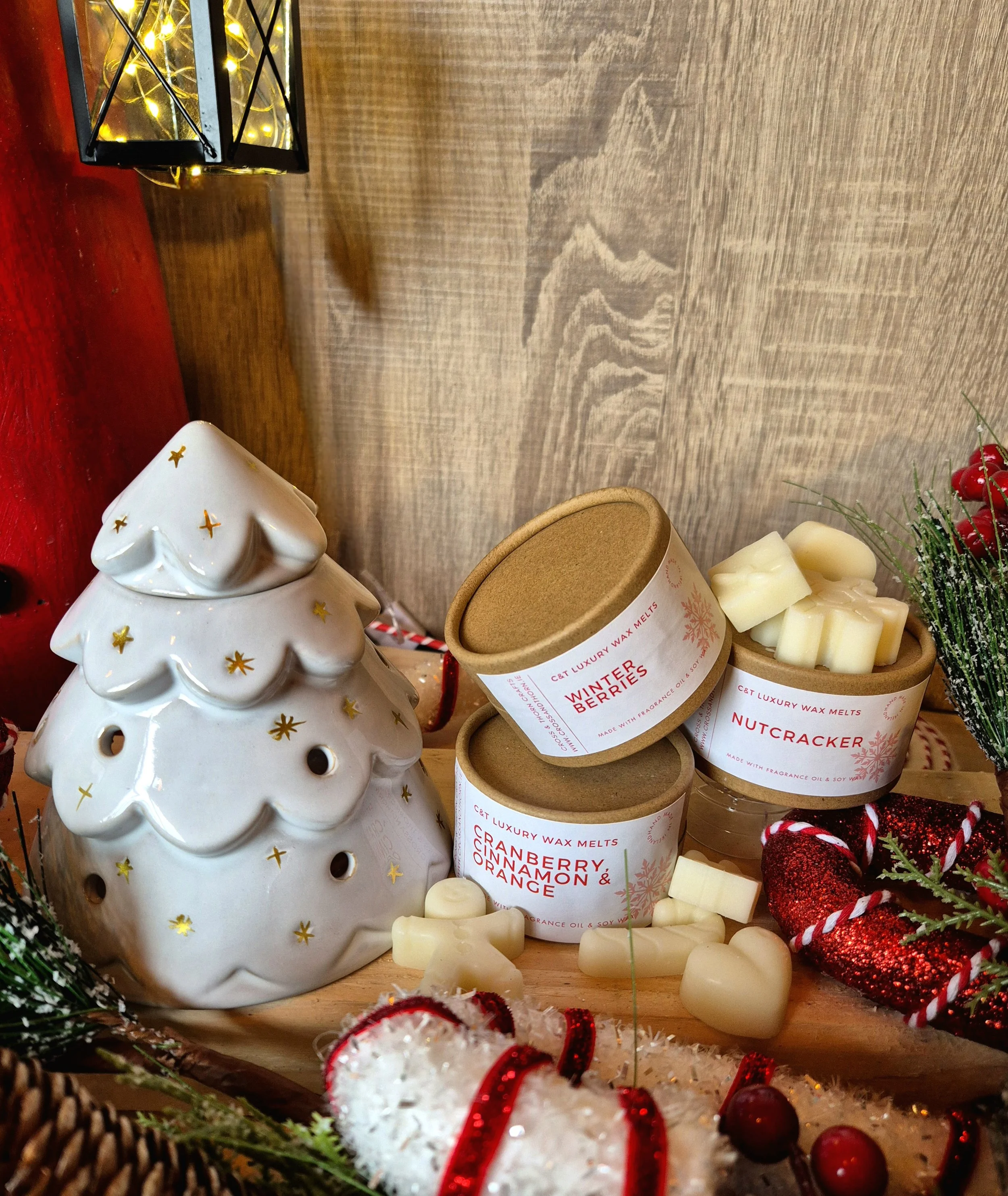 Ceramic Christmas Tree Wax Burner Gift Set