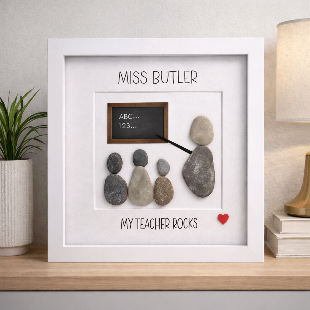 My Teacher Rocks - Pebble Art Frame