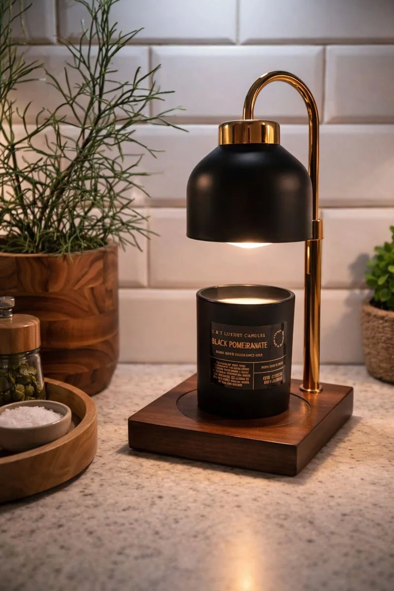 Dome Shade Wooden Base Modern Candle Warmer