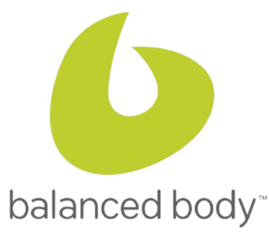 Logo of a Balanced Body featuring a stylized green and gray swirl with the company name in lowercase letters beneath.