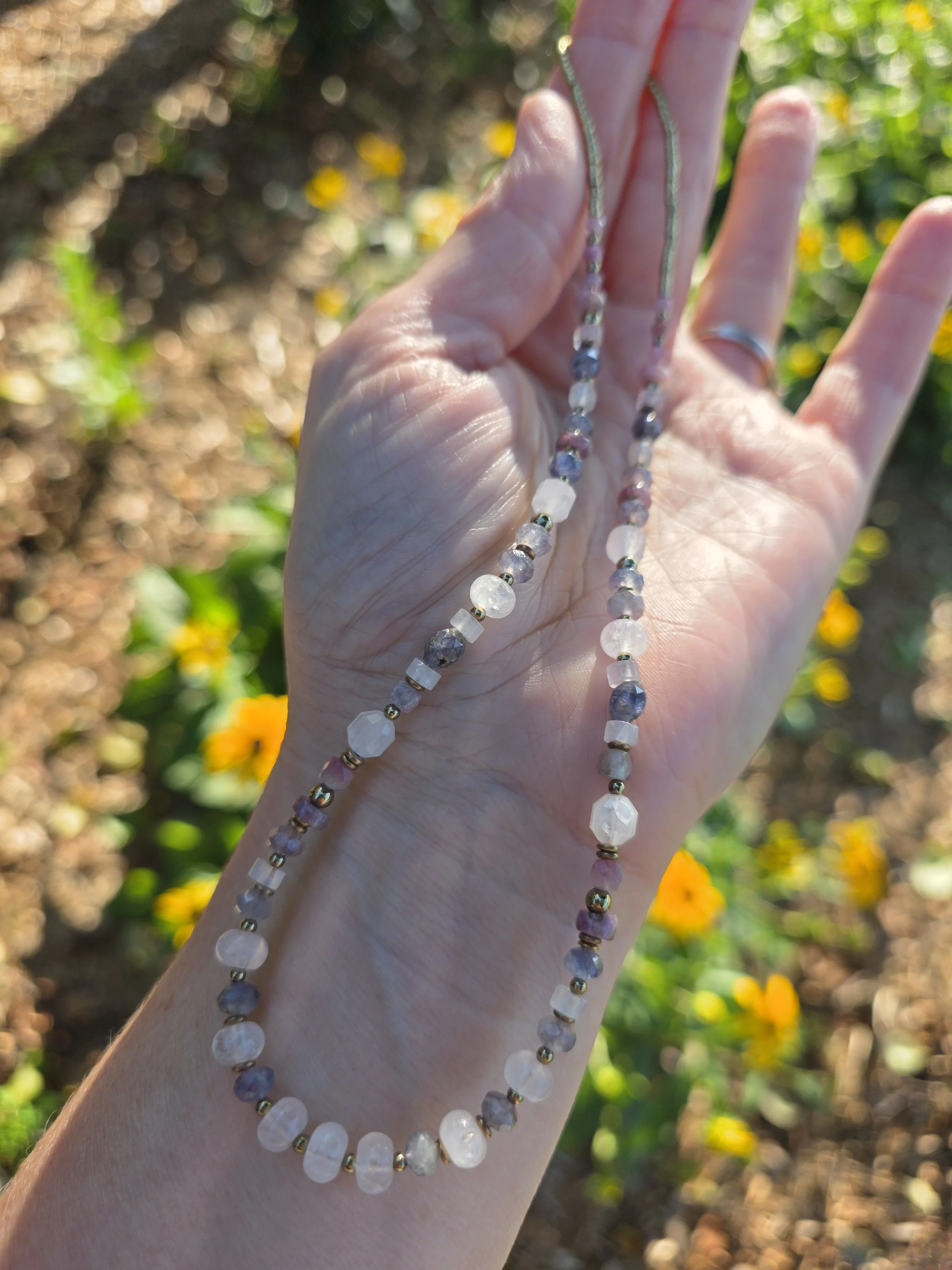 Rose Quartz and Iolite Necklace