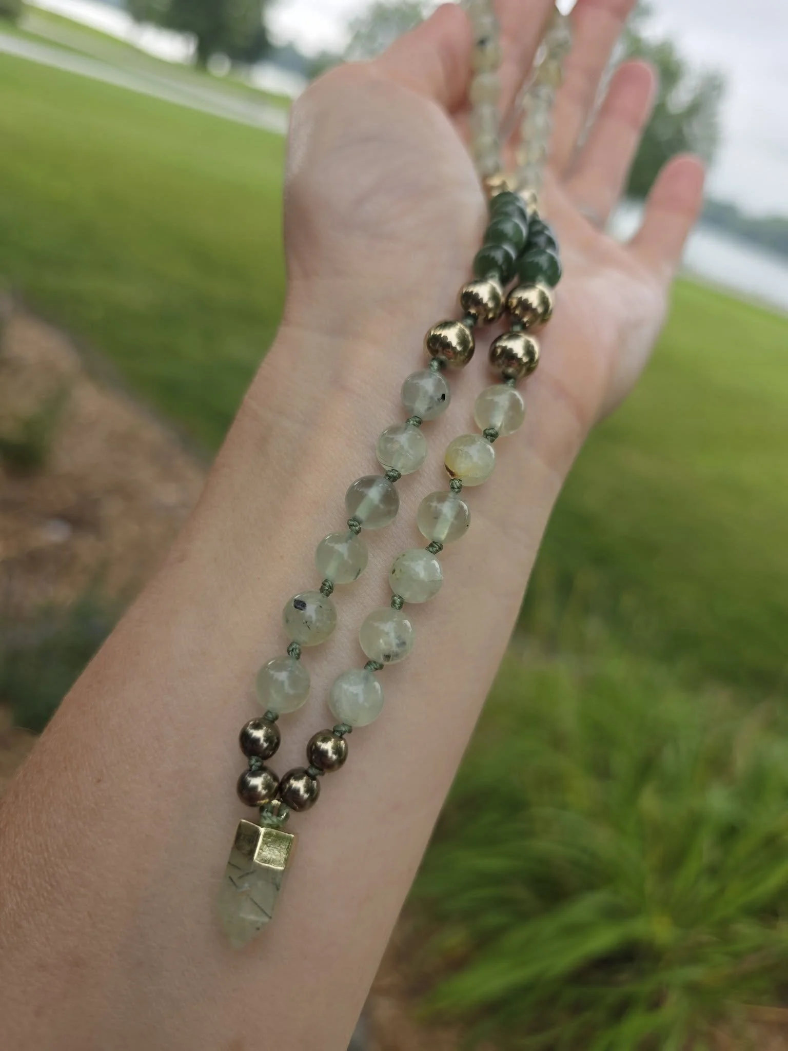 Prehnite Point Necklace