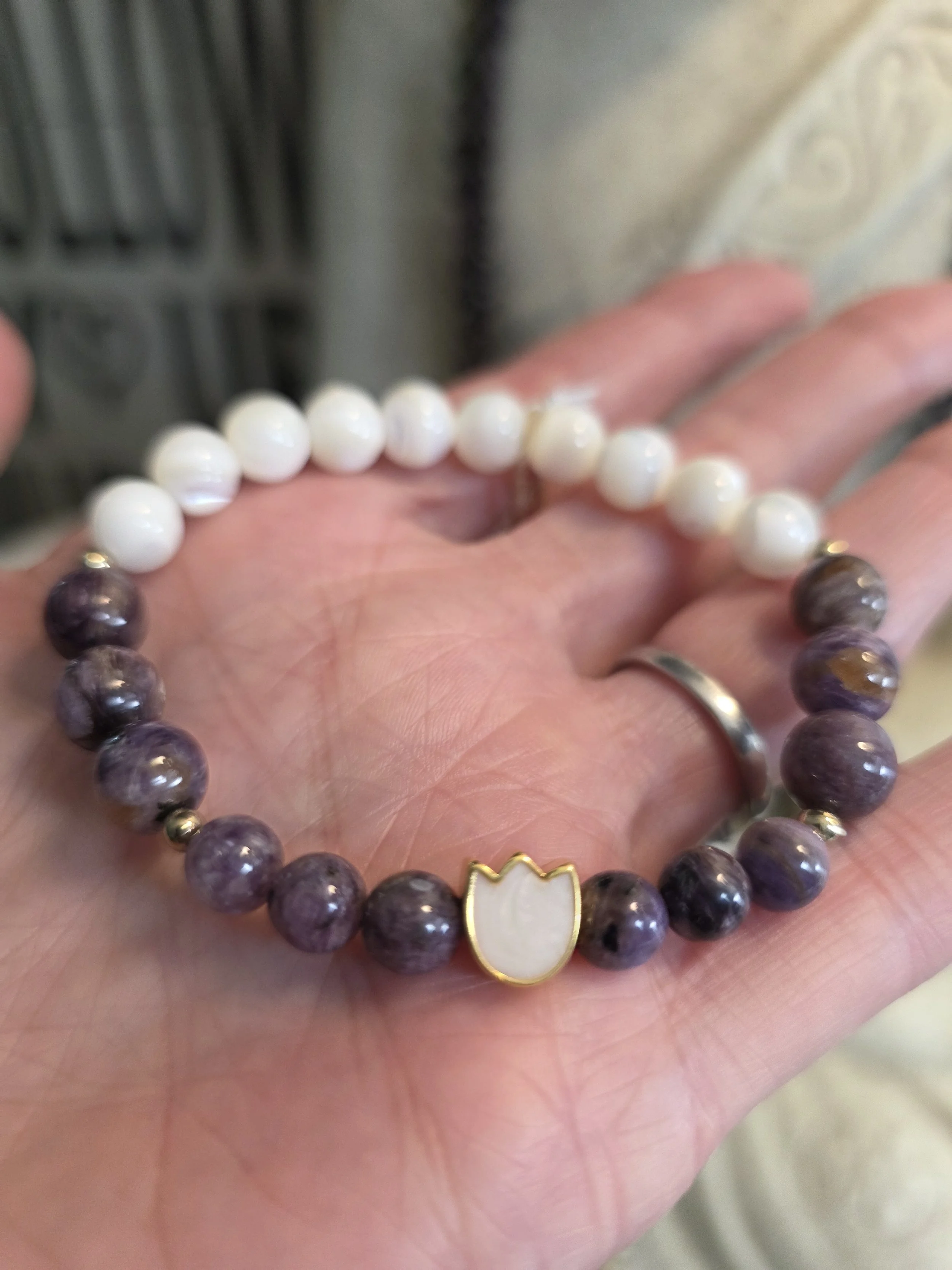 Charoite and Mother of Pearl Bracelet