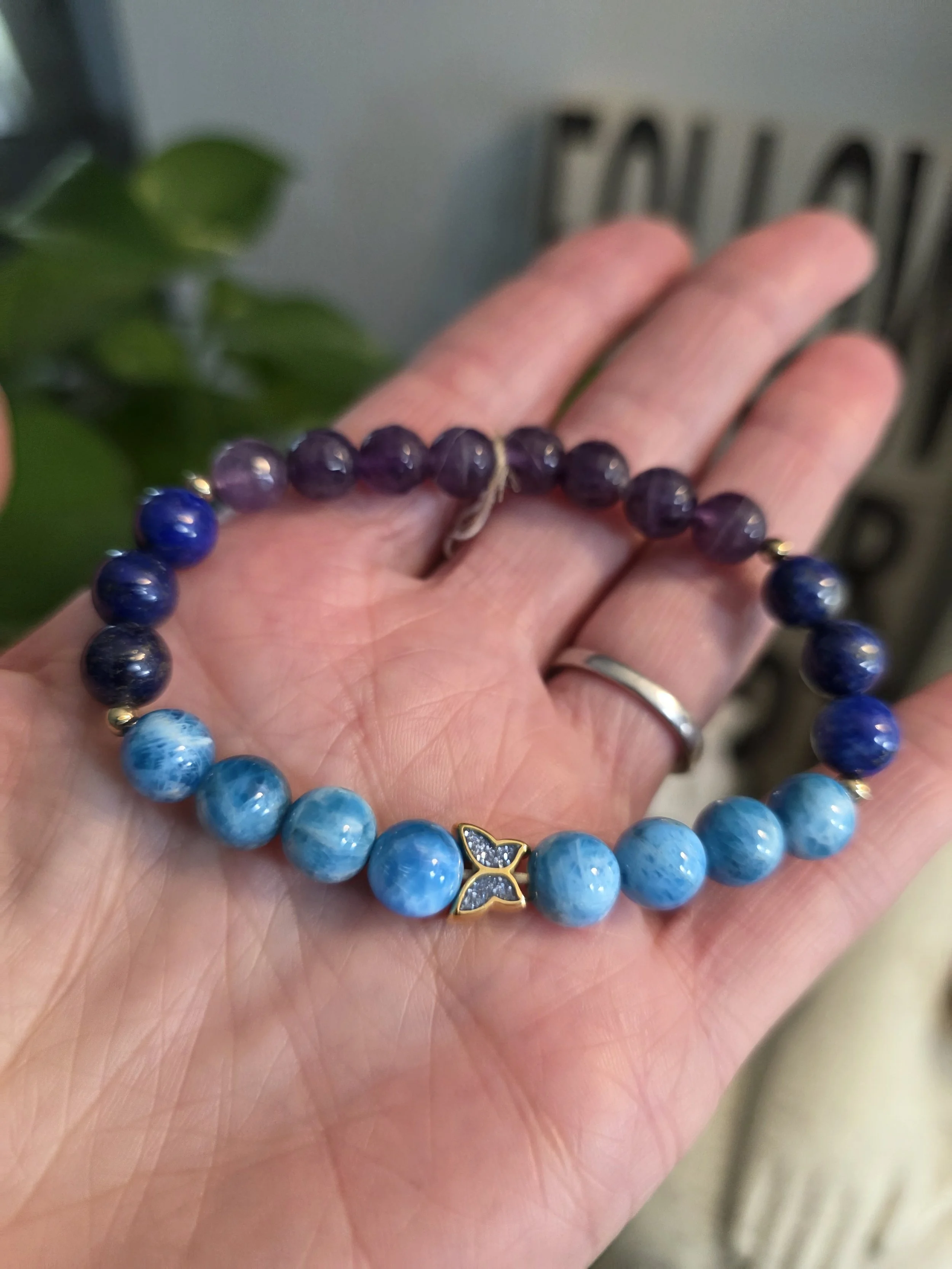Apatite, Lapis and Amethyst Bracelet
