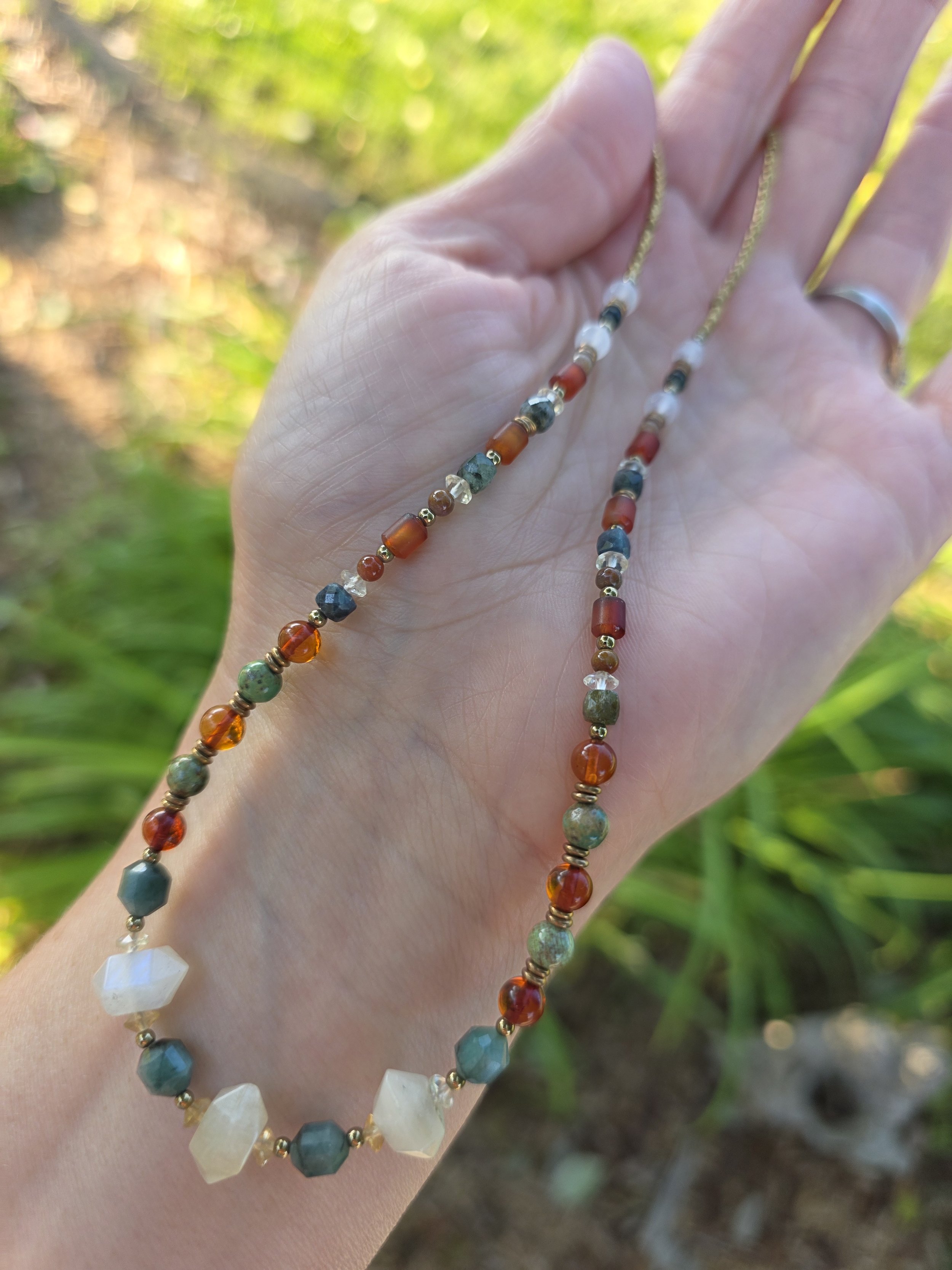 Sunset Moonstone Point Necklace