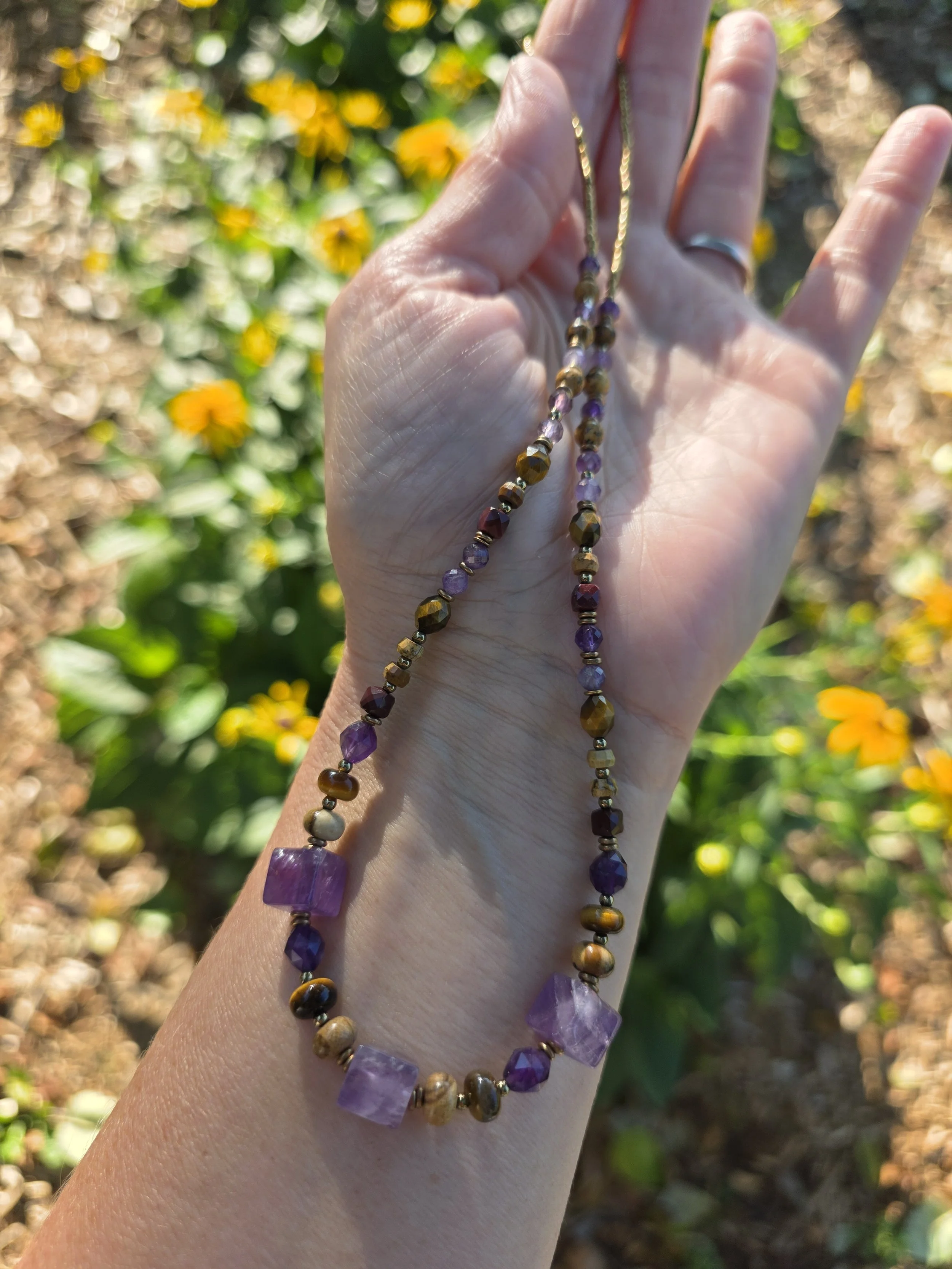 Amethyst and Brass Necklace