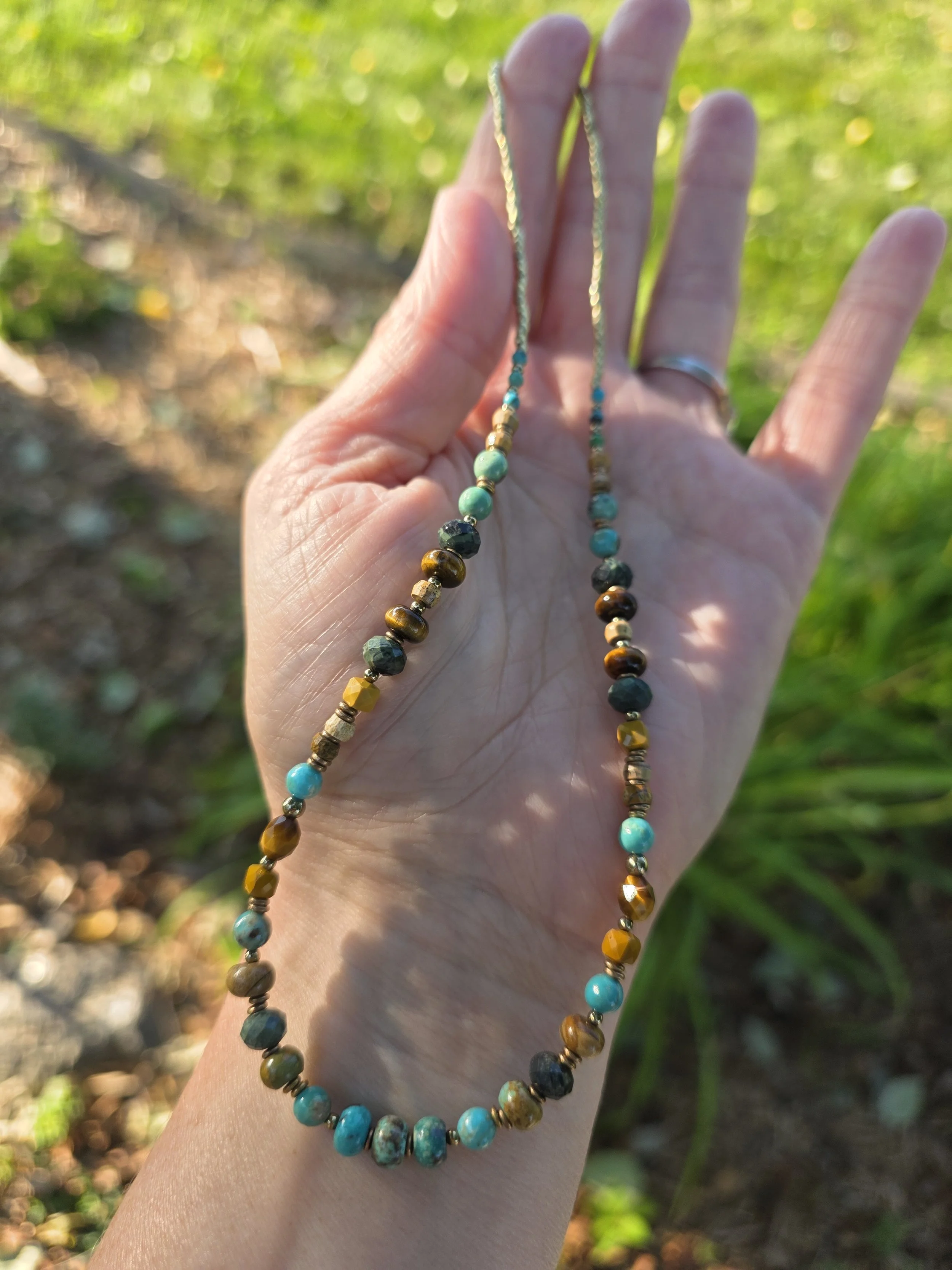 Turquoise and Brass Necklace