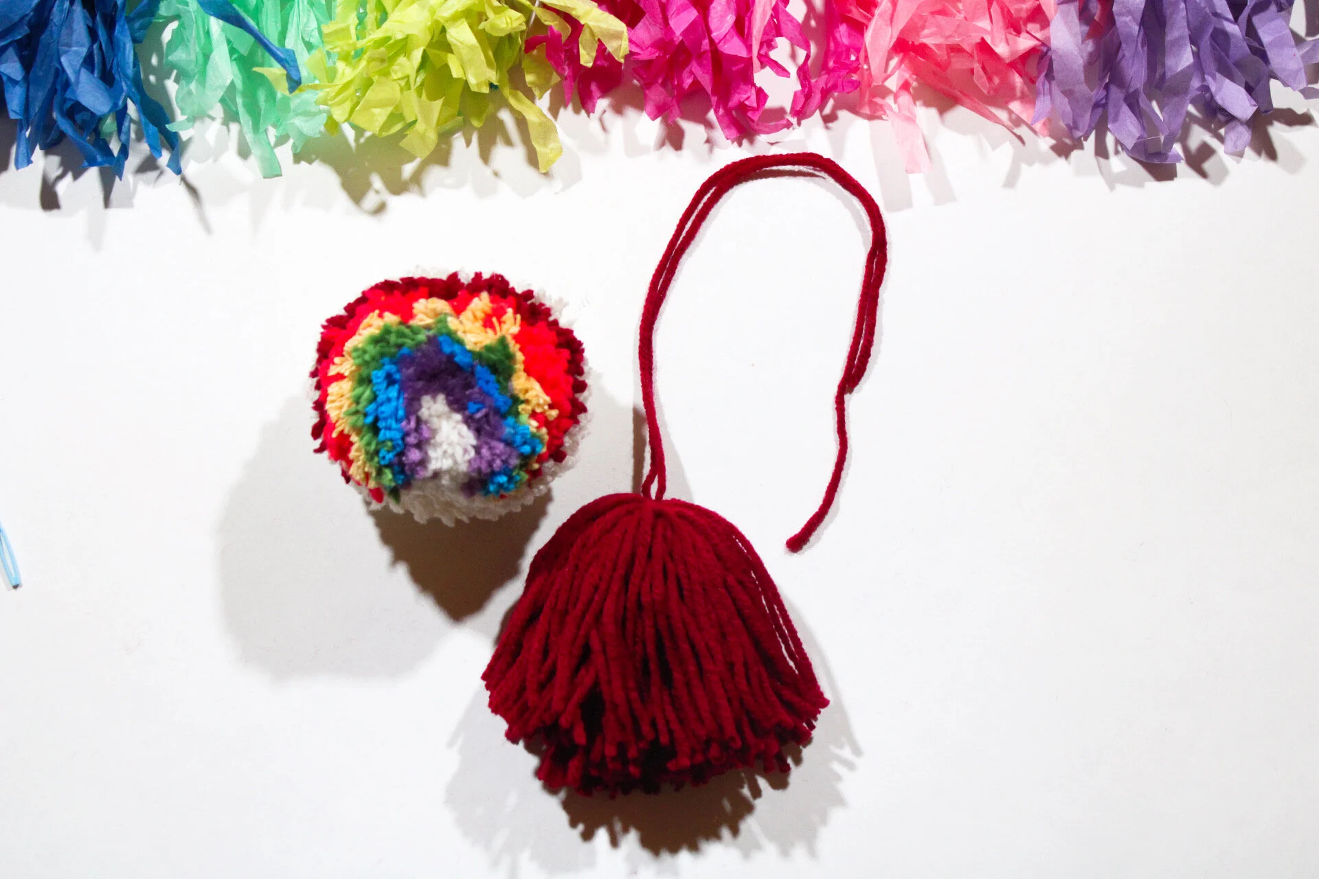 DIY Rainbow Pom Pom Tassel 