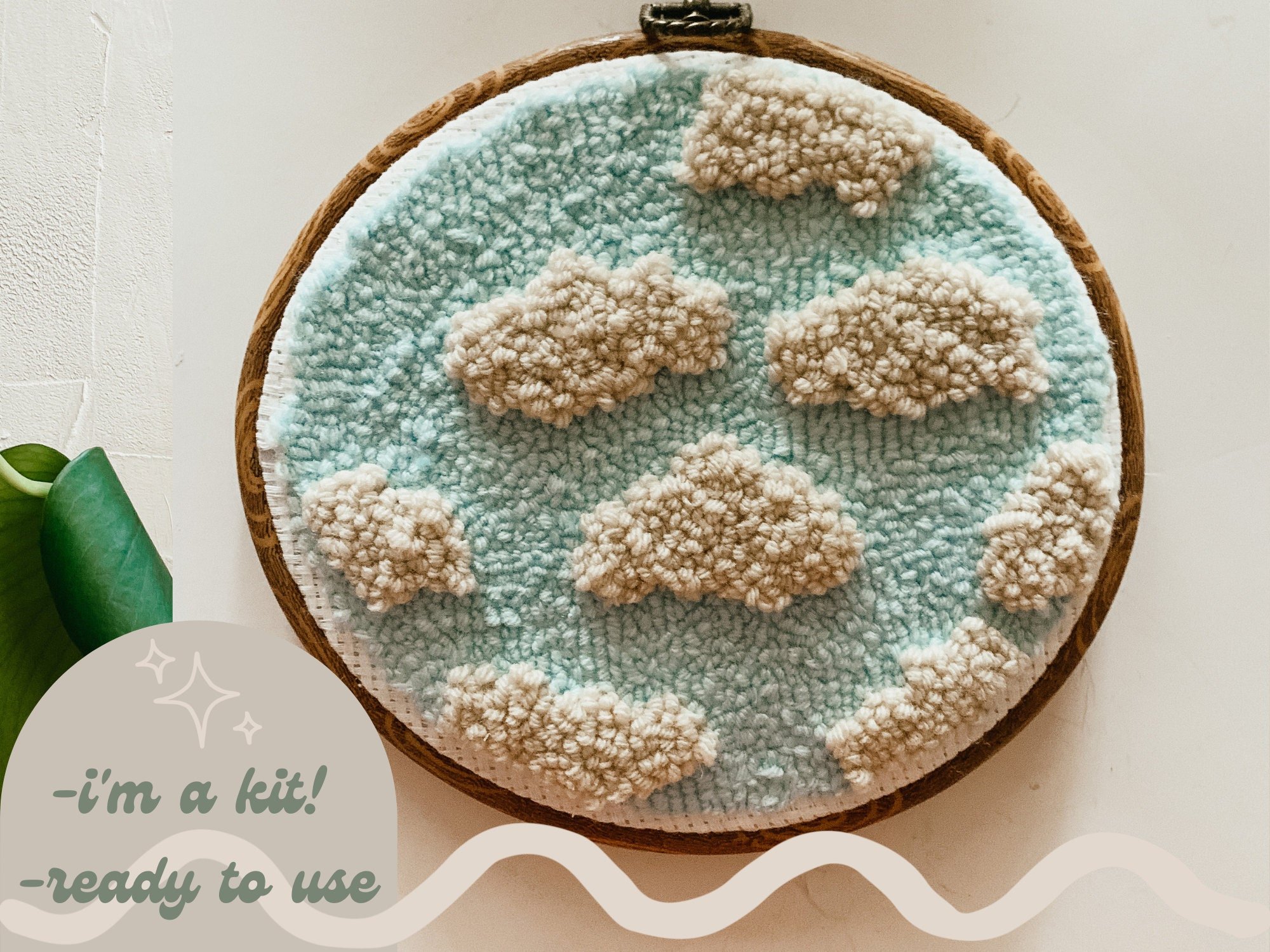 DIY punch needle kit |clouds | craft kit | crafty gift | rug hooking |  beginner — Homebody DIY