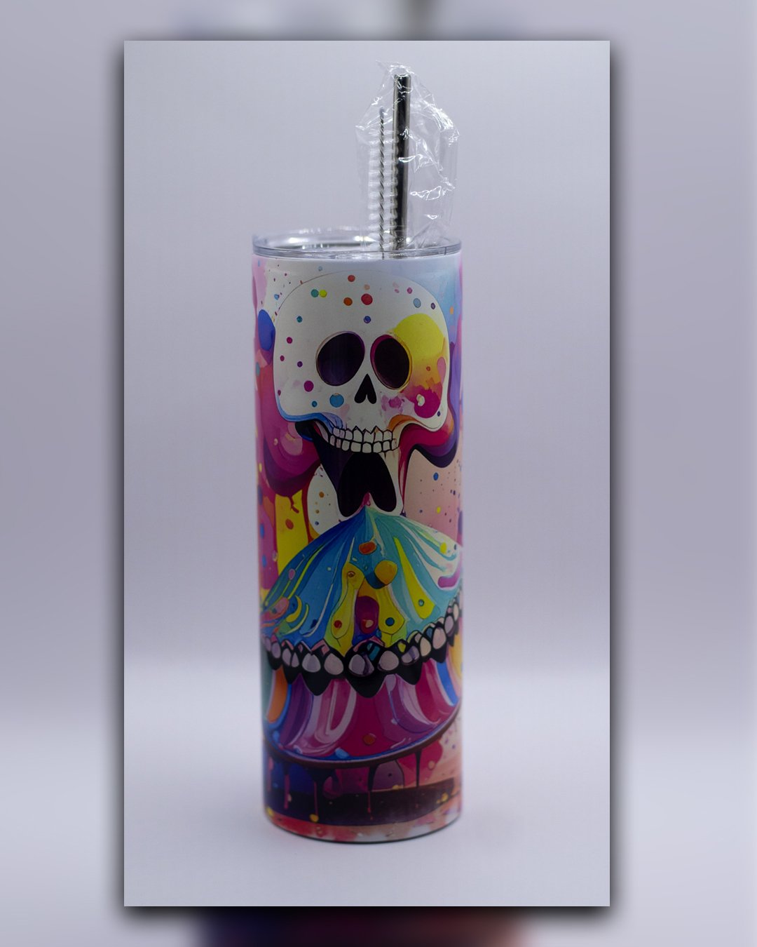 Colorful Skull Insulated Tumbler with Straw