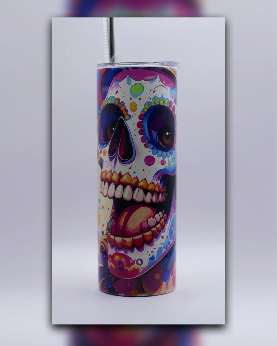 Sugar Skull Insulated Tumbler with Straw