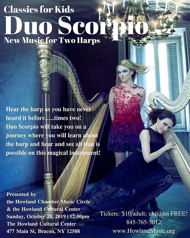 Have you ever been to a harp concert? Here&rsquo;s a great family concert coming up on Sunday, Oct. 20th, 12pm, at the Howland Cultural Center! Children Free, adults $10. Reserve your tickets at www.howlandmusic.org/ClassicsForKids.html
.
.
.
#hudson