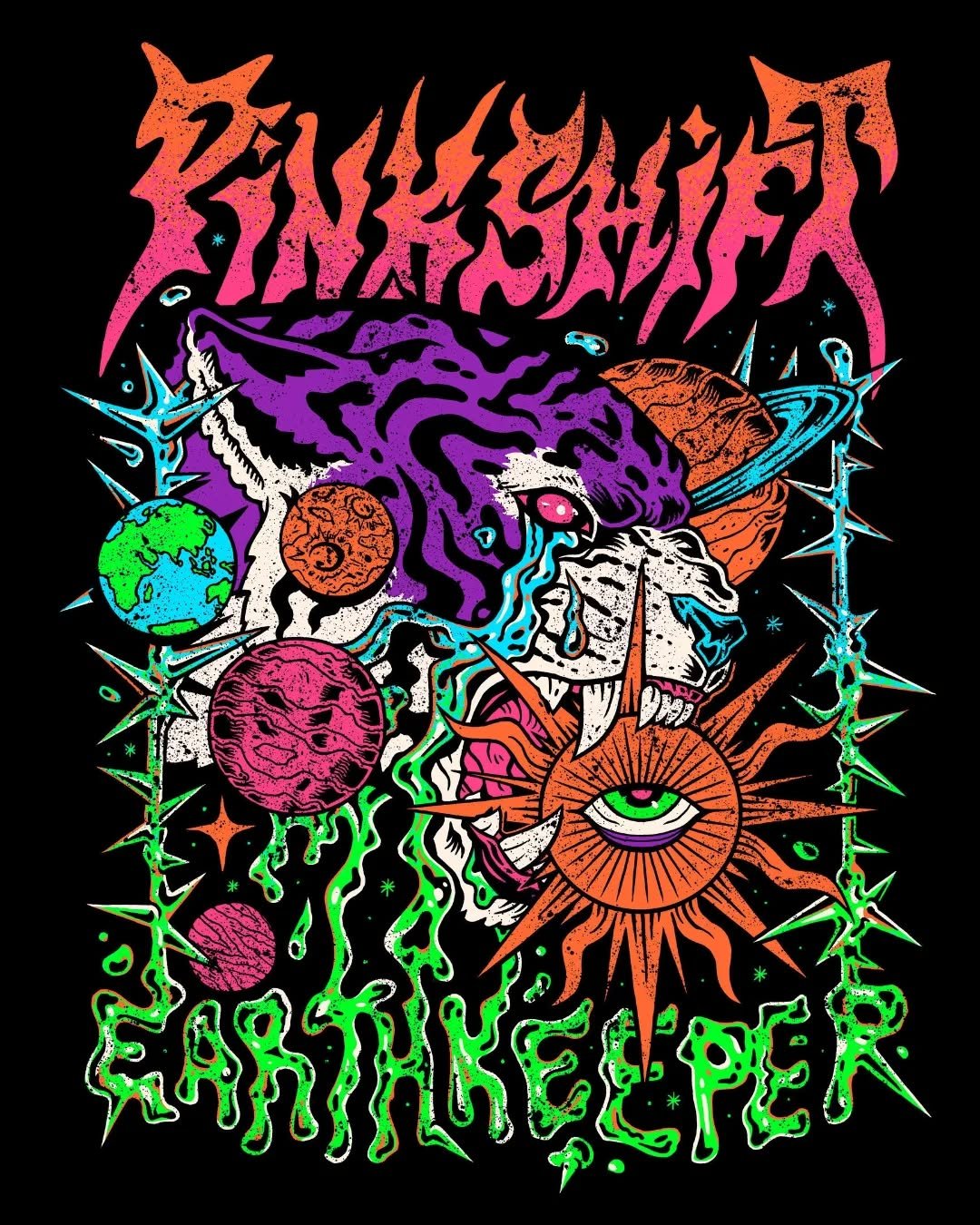 Another merch design and fun illustration made for @pinkshiftmd and their 2025 Earthkeeper Tour