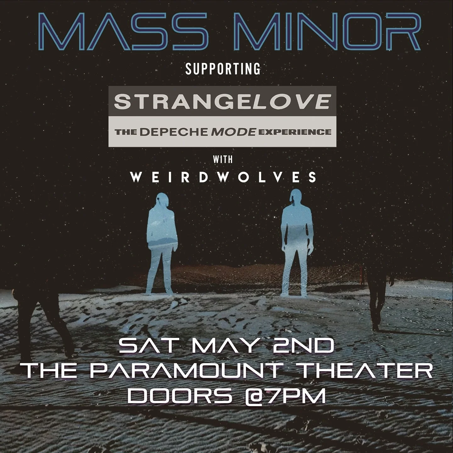 TOMORROW NIGHT.
☆
☆ Mass Minor live @paramountaustin Doors at 7PM
☆
☆
Supporting our friends @strangelovetribute and sharing the stage with our homies @weirdwolvesmusic.
☆
☆
Pull up early. See you there.
