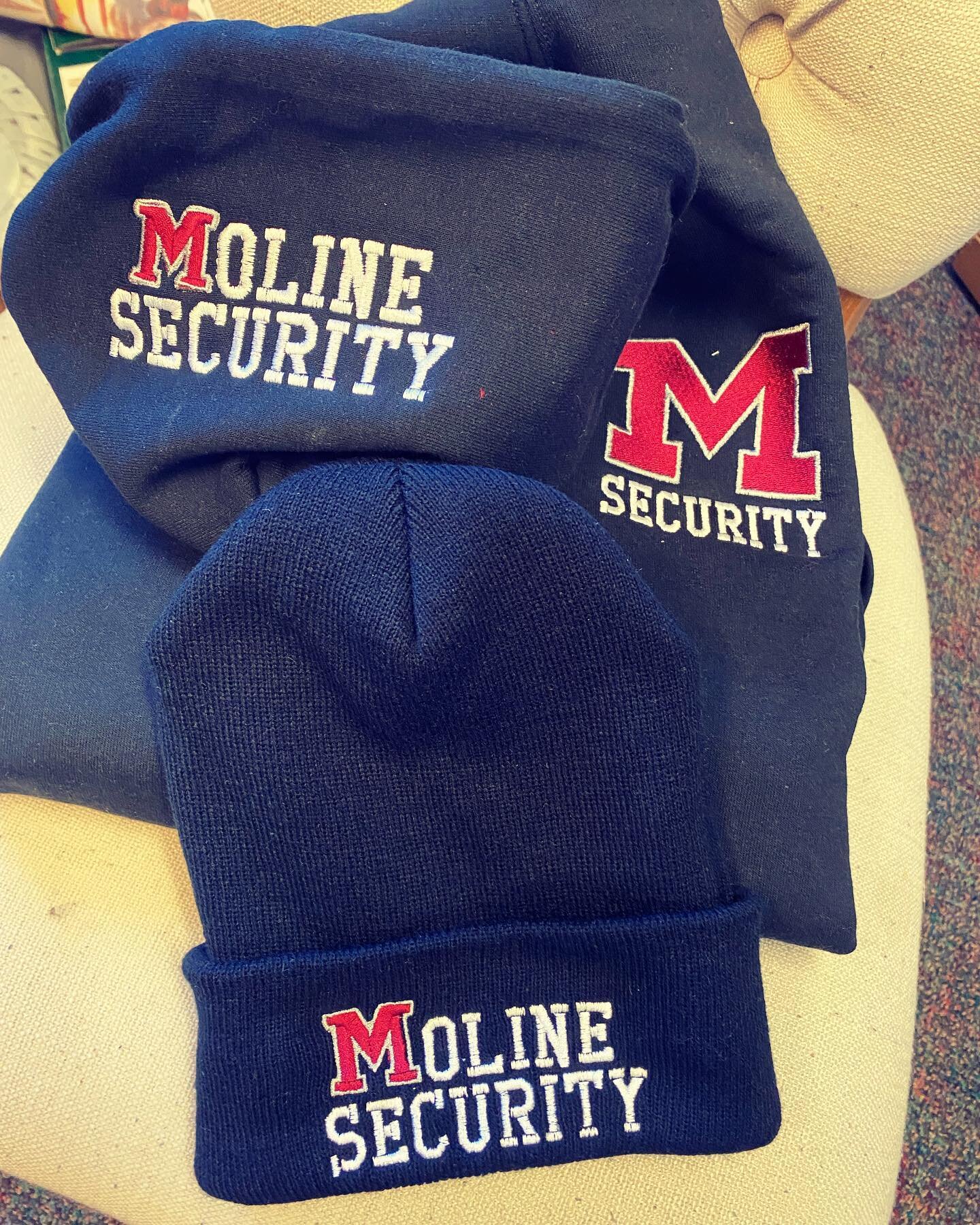 A big thank you to the Moline High School Security Team for keeping our kids safe! #stitchpleaseqc #levelupqc #embroidery #shoplocal #moline