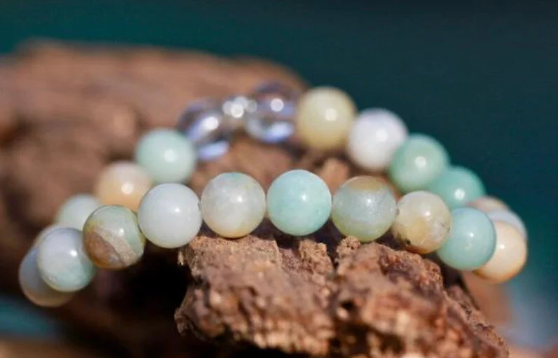 Rainbow Amazonite and Quartz Crystal Stones