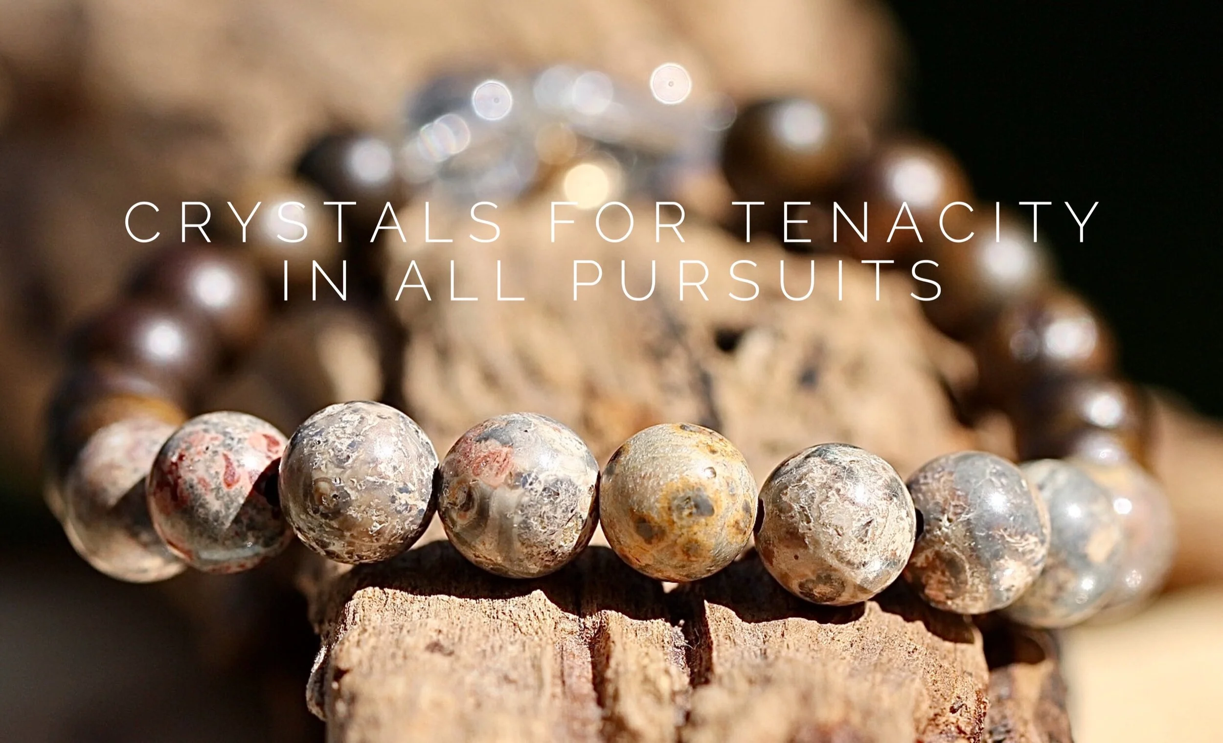 Leopard Skin Jasper, Quartz Crystal and Sandalwood Gemstone Bracelet