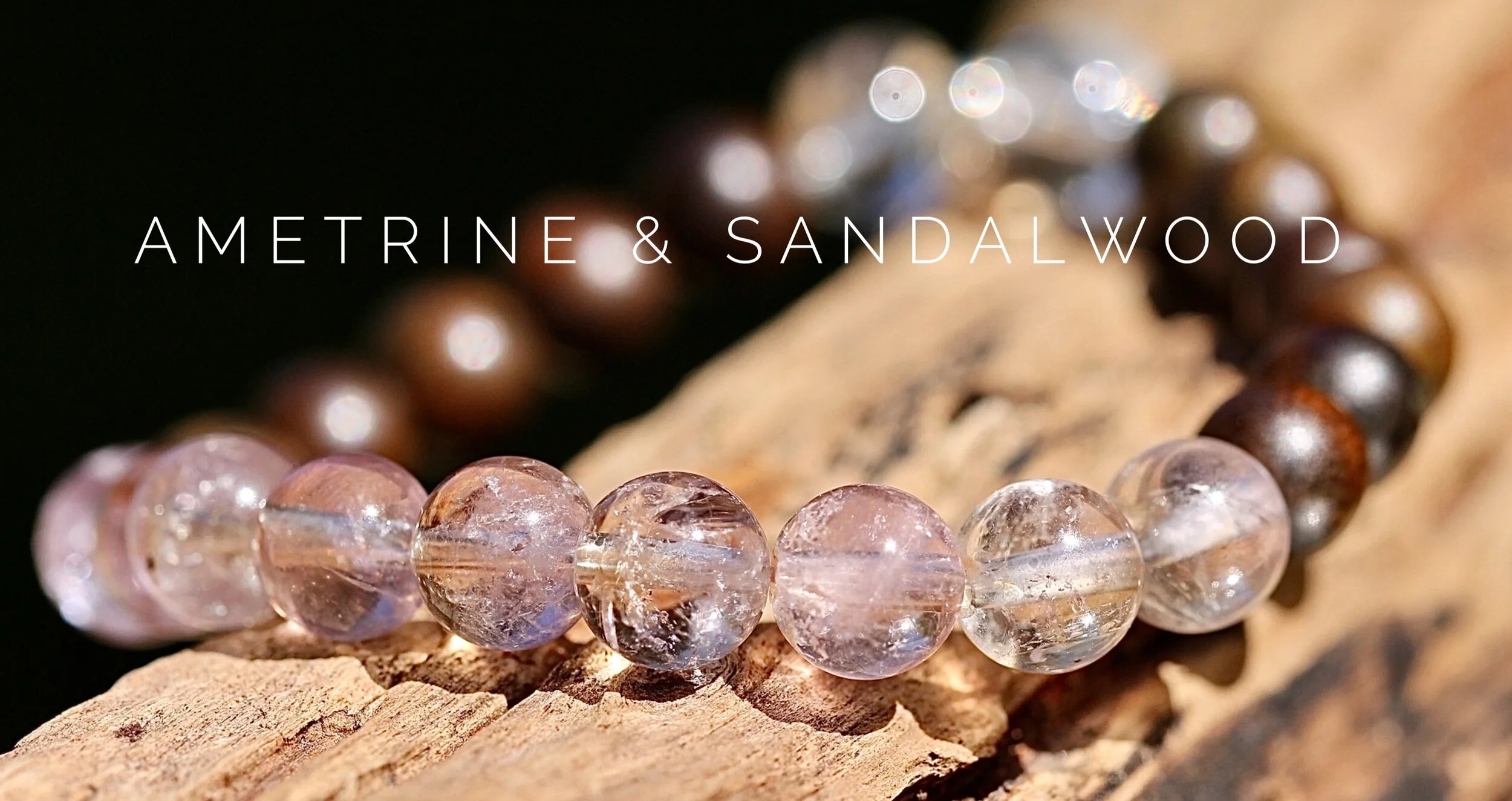 Ametrine, Quartz and Sandalwood Gemstone Bracelet