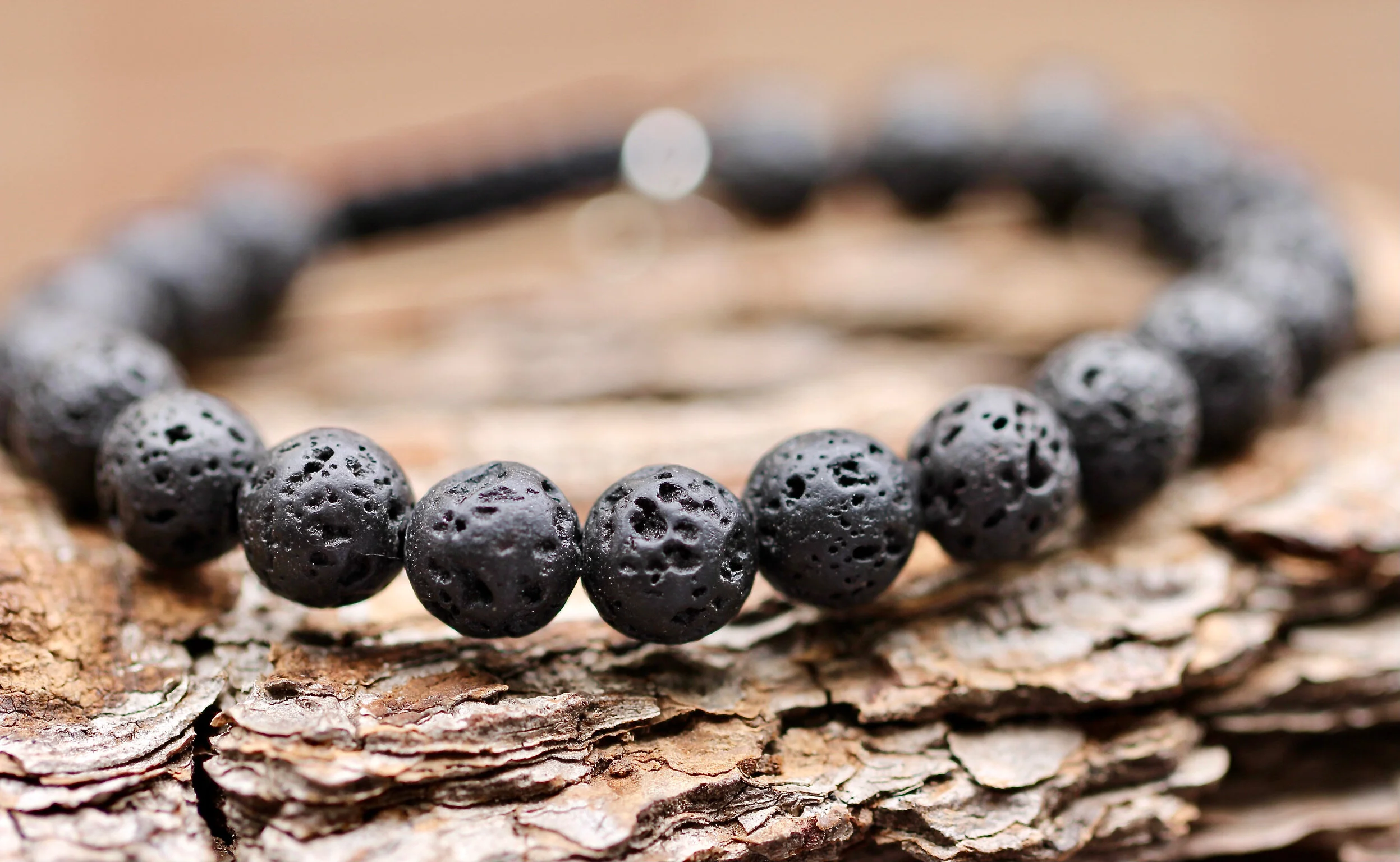 Volcanic Lava Stones Gemstone Bracelet