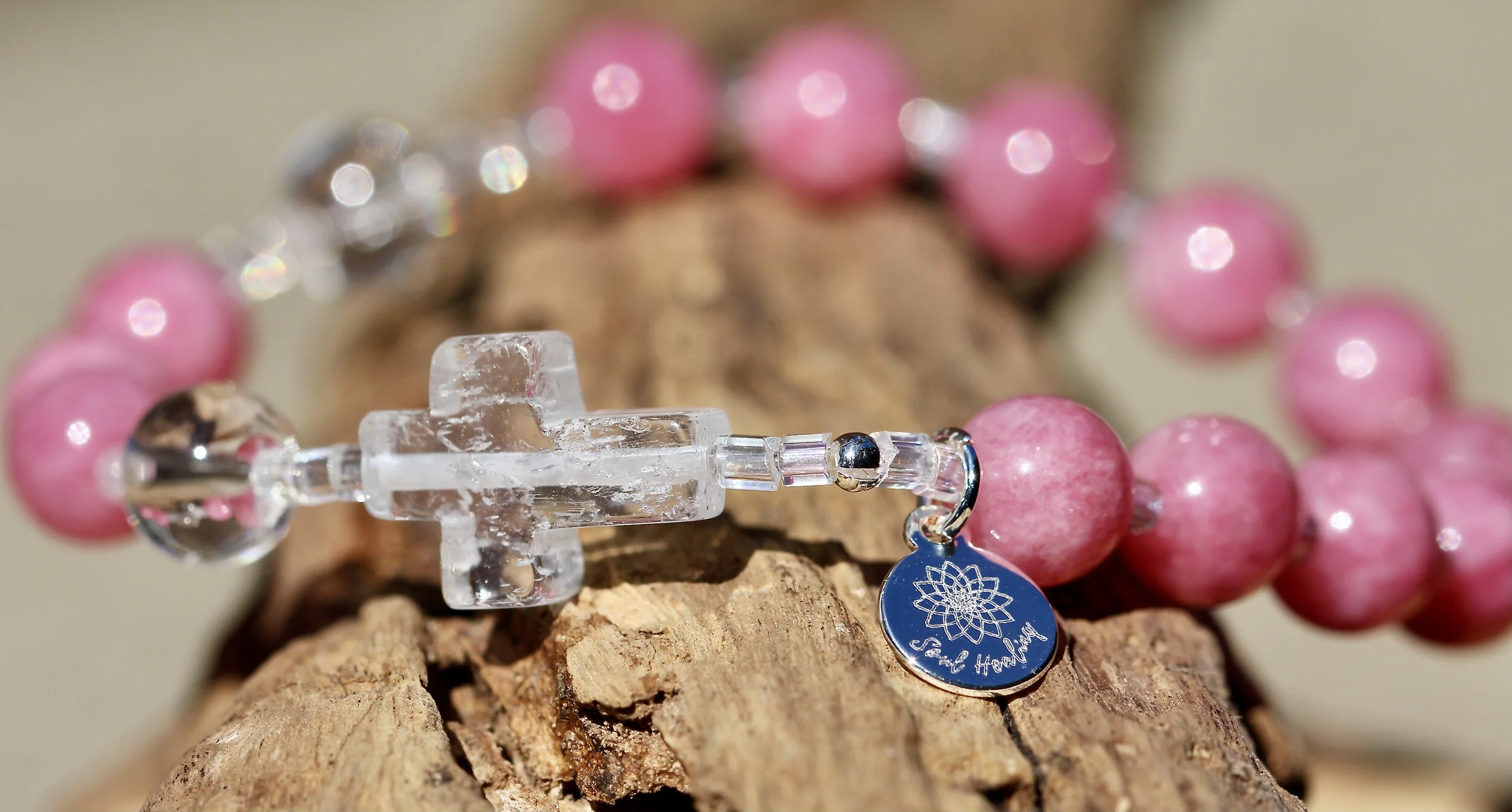 Chalcedony and Quartz Gemstone Rosary Bracelet