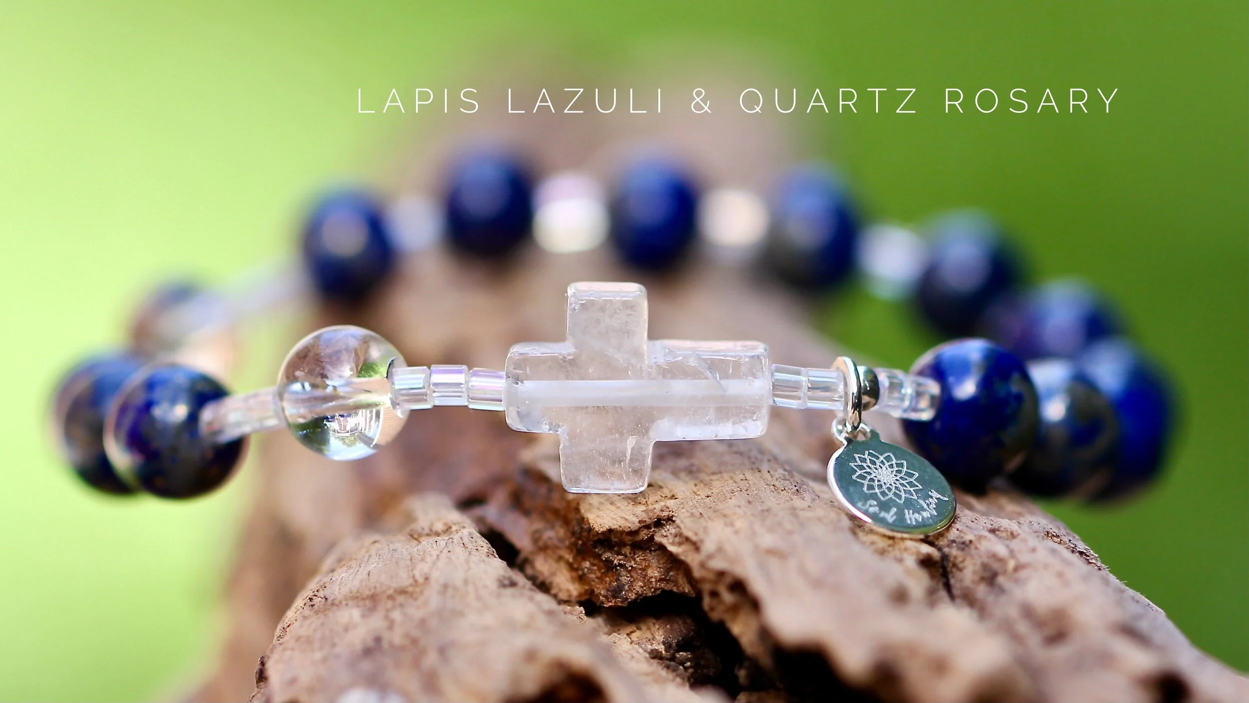 Lapis Lazuli and Quartz Gemstone Rosary Bracelet