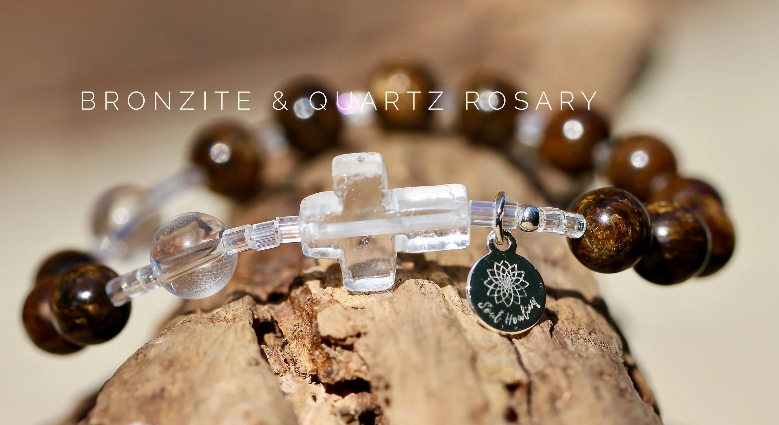 Bronzite and Quartz Gemstone Rosary Bracelet
